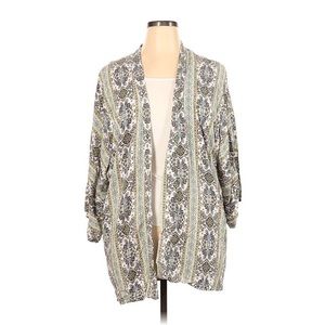 Green and white bohemian kimono